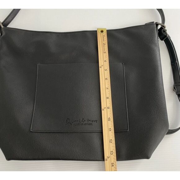 Alaskan Apparel Live Life Happy Black Faux Leather Hand bag - Picture 4 of 12